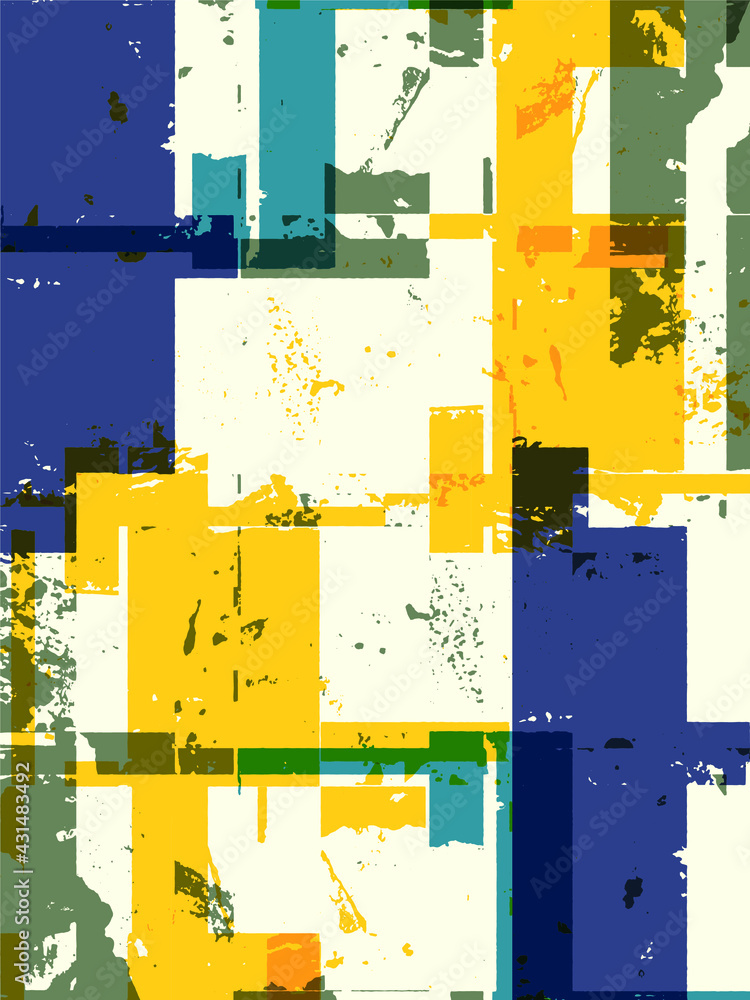 Aufkleber abstract grunge vector background. color handcrafted composition of overlapping irregular graphic el