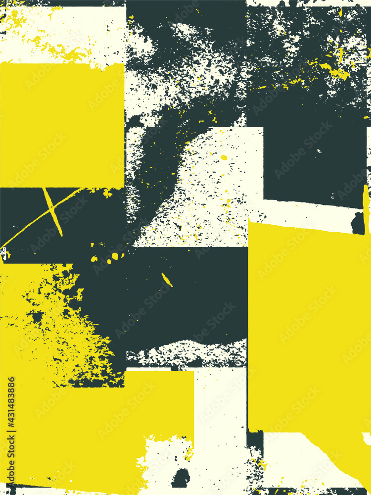 Poster abstract grunge vector background. color handcrafted composition of overlapping irregular graphic el