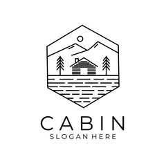 cabin logo vector line art badge symbol illustration design