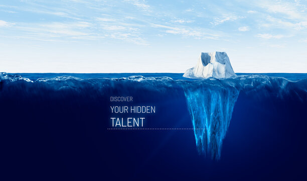 Discover your hidden talent concept with iceberg