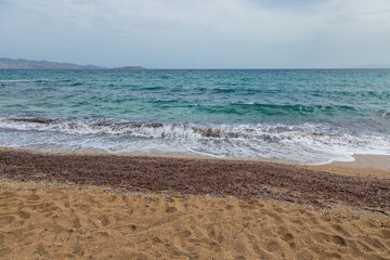 Fototapeta na wymiar View of the Soros Beach, Antiparos Island, Greece.