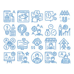 Account Manager Work icon hand drawn illustration
