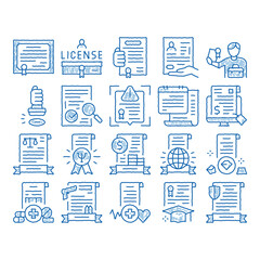 License Certificate icon hand drawn illustration