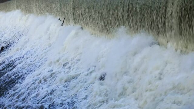 A flowing water of Weser River in Hameln, Germany in HD