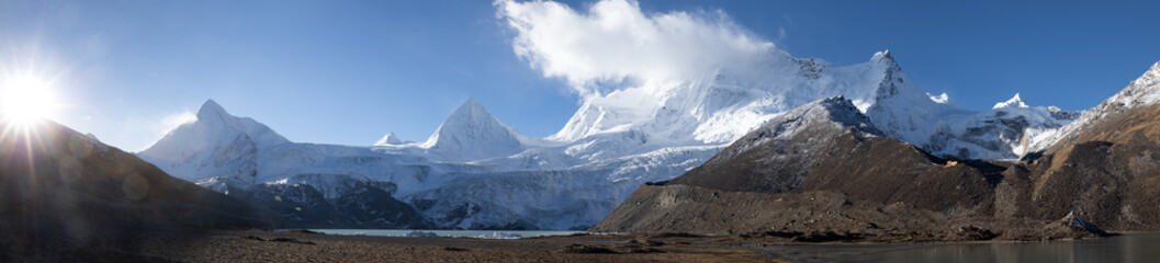 Panorama view of beautiful snow mountains in Tibet,China