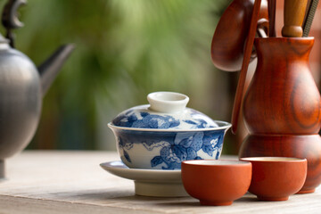 Chinese tea set, cups and teapot