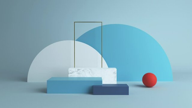 Abstract minimal scene with geometrical forms. Cube podiums in cream cwcase, shopfront,Scene to show cosmetic podructs. display case. 3d render. olors. Abstract background. Sho