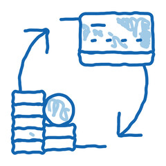 Transaction Money On Card doodle icon hand drawn illustration