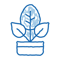 Bush Plant Leaves In Pot doodle icon hand drawn illustration
