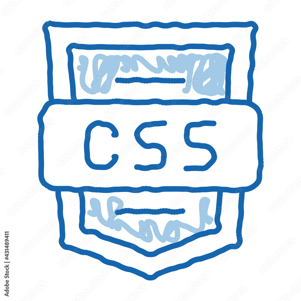 Poster coding language css system doodle icon hand drawn illustration