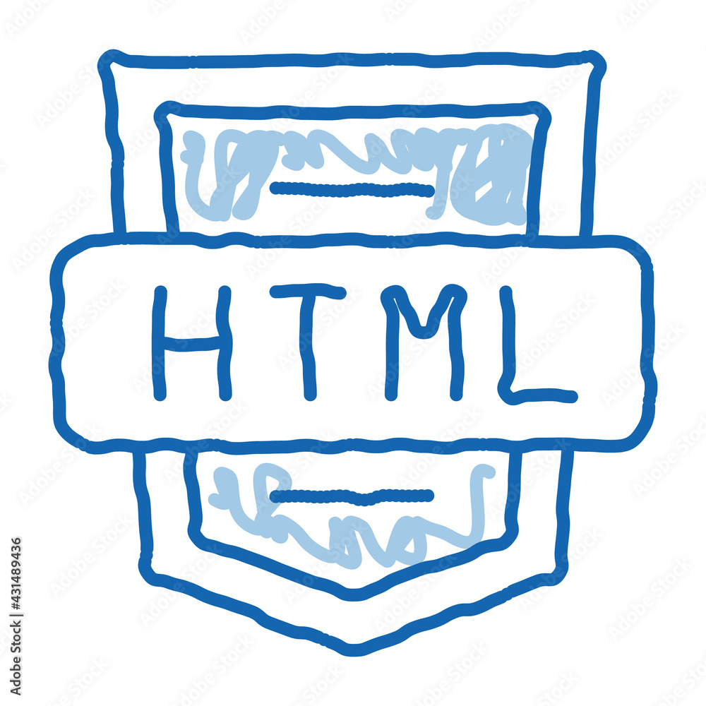 Poster coding language html system doodle icon hand drawn illustration