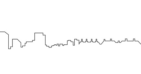 Fototapeta premium Line sketch cityscape design. Abstract black city skyline white background