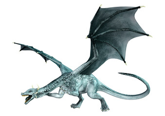 3D Rendering Fairy Tale Dragon on White