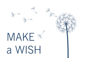 Dandelion vector. Make a Wish. Simple minimalist style.