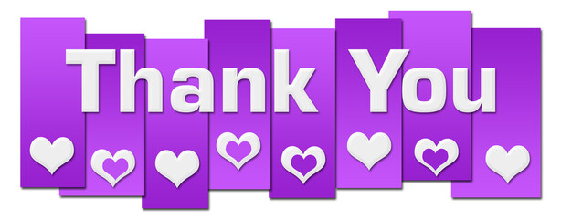 Thank You Purple Lines Hearts Horizontal 