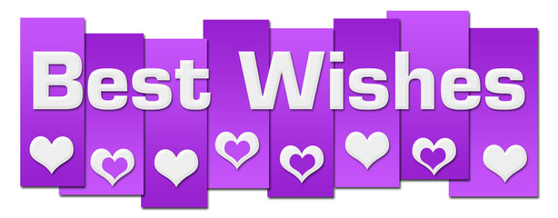 Best Wishes Purple Lines Hearts Horizontal 