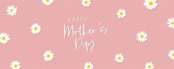 Cute hand drawn Mother's Day design, banner with flowers and text