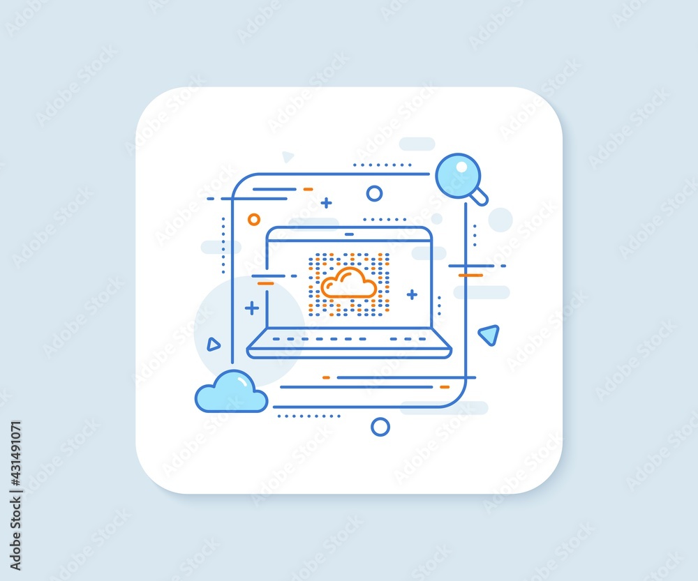 Poster cloud computing system line icon. abstract vector button. internet data storage sign. file hosting t