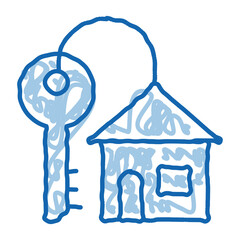 Key With Keyfob In Building Form doodle icon hand drawn illustration