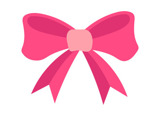 Cute sticker of beautiful pink bow on white background