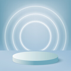 Obraz premium Abstract background with blue color geometric 3d podiums. Vector illustration