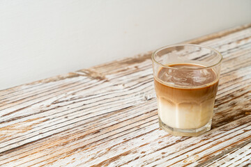 glass of latte coffee, coffee with milk