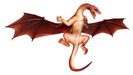 3D Rendering Fairy Tale Dragon on White