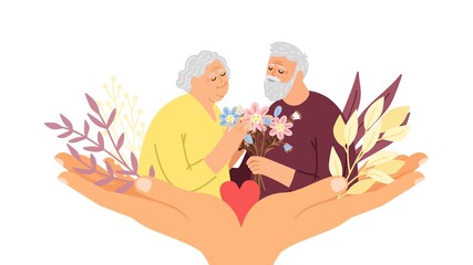 Elderly care concept illustration