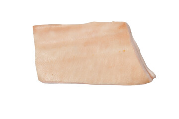 Piece of raw pork lard isolated on white background. Fat, not vegetarian food, for meat eaters.