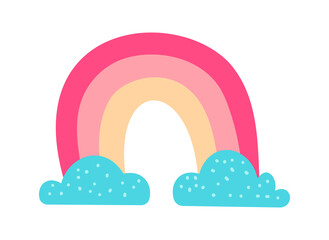 Cute sticker of colorful rainbow on white background