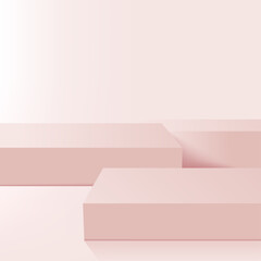 Abstract background with pink color geometric 3d podiums. Vector illustration