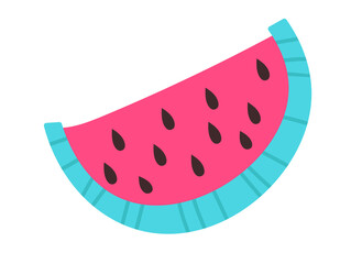 Cute sticker of pink watermelon on white background