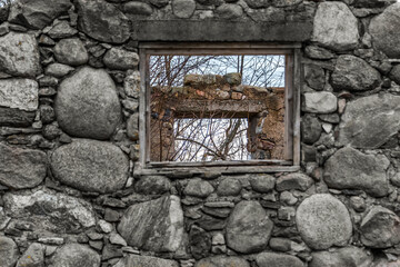 Window in the Wall of the Ruins of a Stone House