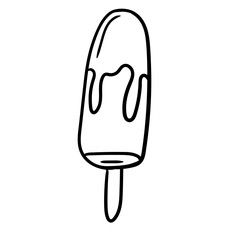 Ice cream hand drawn vector doodle illustration. Cartoon ice cream. Isolated on white background. Summer sweets. Hand drawn simple element