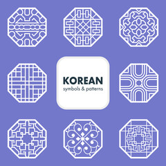 Traditional Korean symbols and patterns - vector illustration