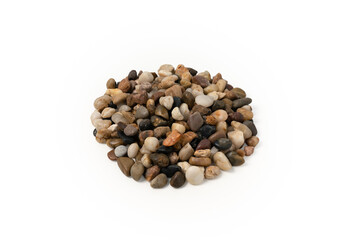 Pebbles stones with a soft shadow against on isolated white background.