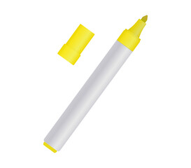 Yellow felt-tip pen on white background
