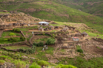 view of a Lesotho village, Africa