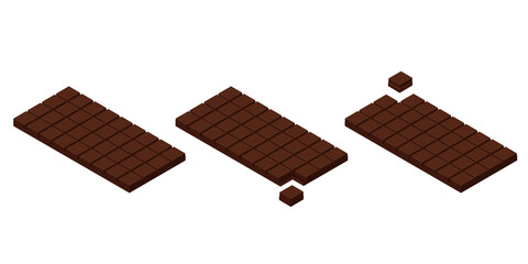 Isometric chocolate bars and pieces