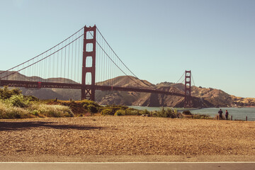 A panoramic shot of the Golden Gate Bridge in San Francisco, United States of America aka USA