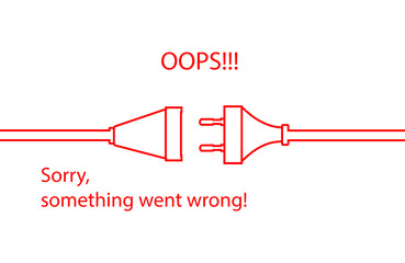 Vector Electric Plug and Socket unplugged - flat line minimalistic design 404 error