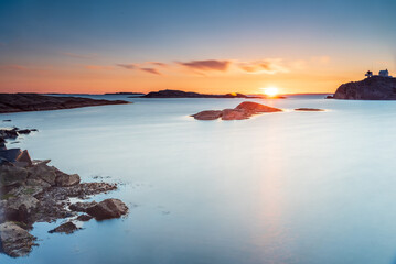 Fjøløy lighthouse in sunset