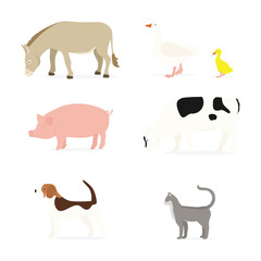 Farm animals silhouettes.