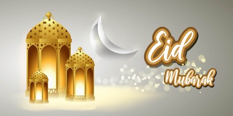 vector illustration of greeting for Eid Mubarak text means Eid Mubarak, concept for festive background