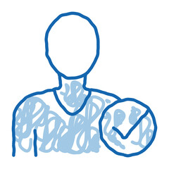 Character Silhouette Man Approved Mark doodle icon hand drawn illustration