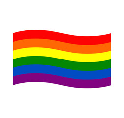 Waving rainbow flag movement lgbt, flat icon. Symbol of sexual minorities, gays and lesbians.