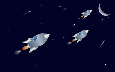 Raketen im dunklem Himmel.