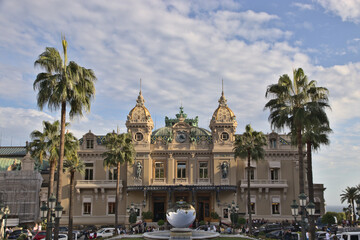 front view from the casino in monaco on a cloudy day
