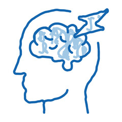 Brain Lightning Volt Silhouette Headache Vector