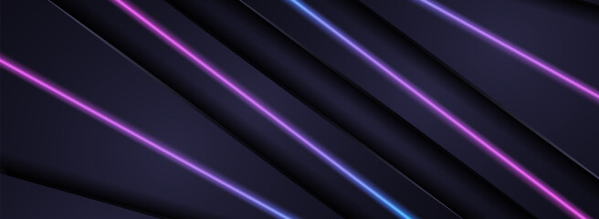 Abstract Navy Background Design Combined with Shinny Purple Gradient Lines.